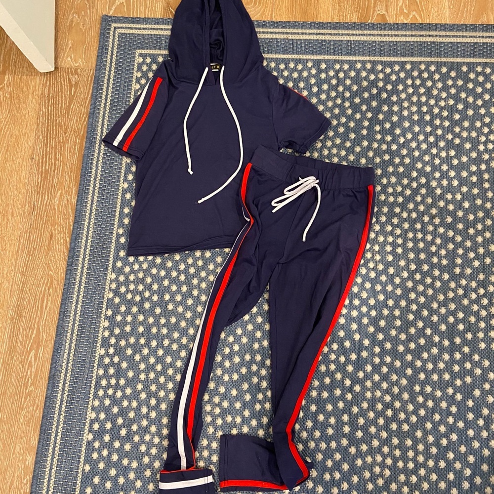 Matching Hoodie & Leggings Set with Stripe Detail
